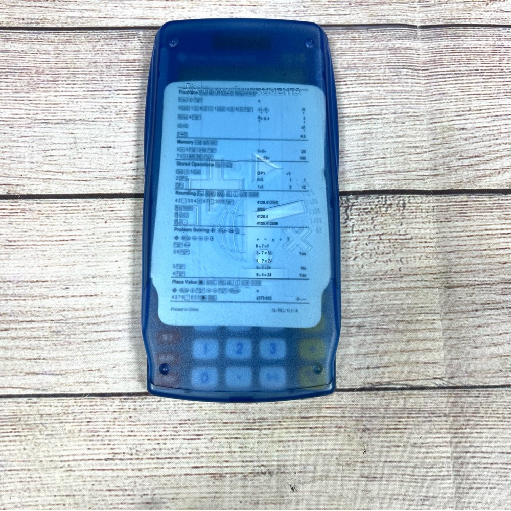 Texas Instruments Clear Blue TI-15 Fraction Rounding Problem Solving Calculator - Picture 4 of 6